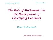 The Role of Mathematics in the Development of Developing Countries