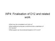 WP4: Finalisation of D12 and related work