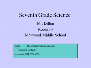 Seventh Grade Science