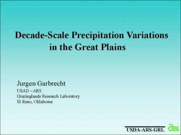 DecadeScale Precipitation Variations