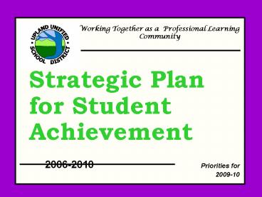 Strategic Plan for Student Achievement