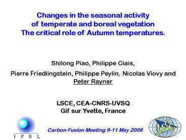 Changes in the seasonal activity