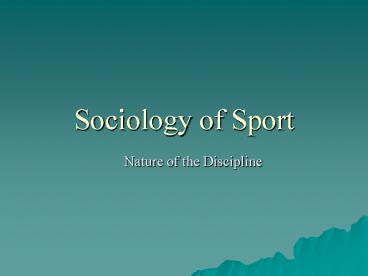 Sociology of Sport