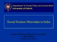 Social Science Microdata in India PowerPoint PPT Presentation