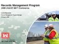 Records Management Program 2009 USACE IMIT Conference PowerPoint PPT Presentation