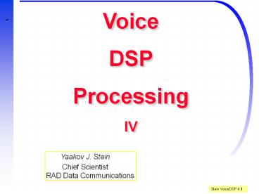 Voice DSP Processing IV