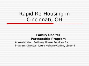 Rapid ReHousing in Cincinnati, OH