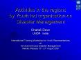 Activities in the regions by Youth led organisationon Disaster Management Chaitali Dave UNDP India I PowerPoint PPT Presentation