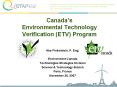 Canadas Environmental Technology Verification ETV Program PowerPoint PPT Presentation