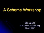 A Scheme Workshop