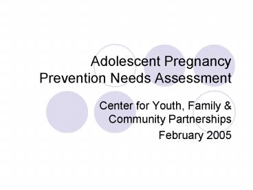 Adolescent Pregnancy Prevention Needs Assessment