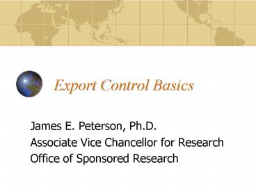 Export Control Basics
