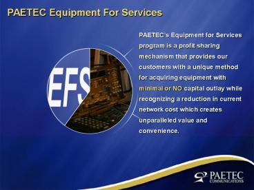 PAETEC Equipment For Services