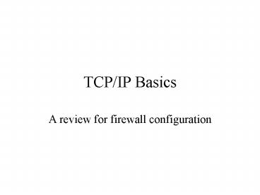 TCPIP Basics