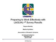 Preparing to Work Effectively with LibQUAL 