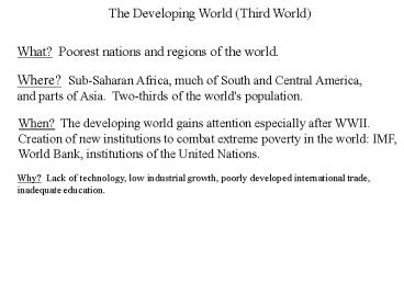 The Developing World Third World
