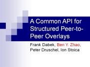 A Common API for Structured Peer-to-Peer Overlays