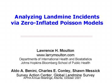 Analyzing Landmine Incidents via ZeroInflated Poisson Models