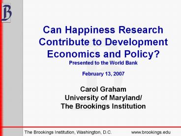 The Brookings Institution, Washington, D.C.www.brookings.edu