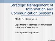 Strategic Management of Information and Communication Systems