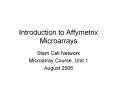 Introduction to Affymetrix Microarrays PowerPoint PPT Presentation