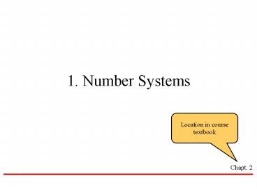 1. Number Systems
