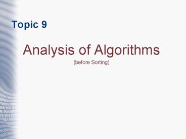 Analysis of Algorithms