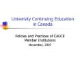 University Continuing Education in Canada PowerPoint PPT Presentation