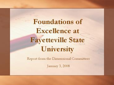 Foundations of Excellence at Fayetteville State University