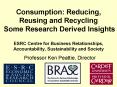 Consumption: Reducing, Reusing and Recycling Some Research Derived Insights ESRC Centre for Business PowerPoint PPT Presentation