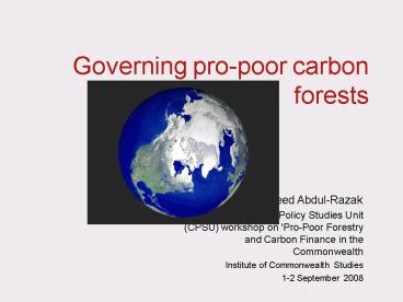 Governing propoor carbon forests