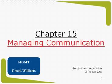 Chapter 15 Managing Communication
