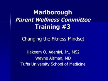 Marlborough Parent Wellness Committee Training