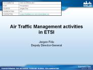 Air Traffic Management activities in ETSI