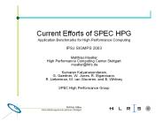 Current Efforts of SPEC HPG
