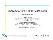 Overview of SPEC HPG Benchmarks