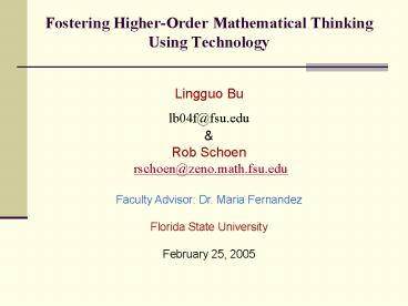 Fostering HigherOrder Mathematical Thinking Using Technology