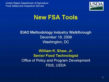New FSA Tools