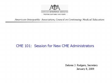 American Osteopathic Association, Council on Continuing Medical Education