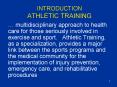 INTRODUCTION ATHLETIC TRAINING PowerPoint PPT Presentation