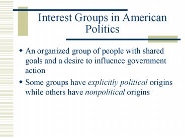 Interest Groups in American Politics