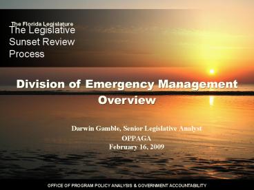 The Legislative Sunset Review Process