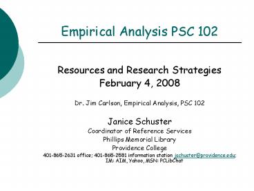 Empirical Analysis PSC 102