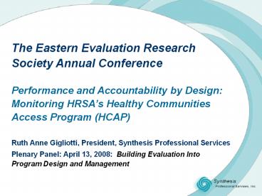 The Eastern Evaluation Research Society Annual Conference