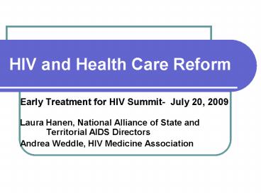 HIV and Health Care Reform