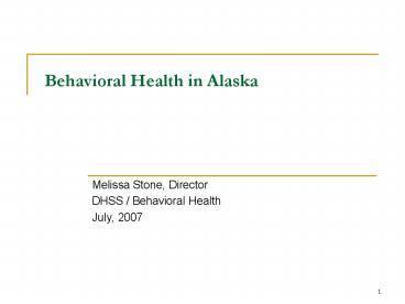 Behavioral Health in Alaska