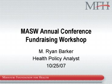 MASW Annual Conference Fundraising Workshop