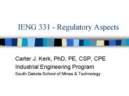 IENG 331 Regulatory Aspects