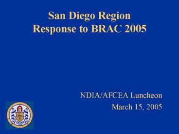 San Diego Region Response to BRAC 2005