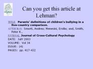 Can you get this article at Lehman